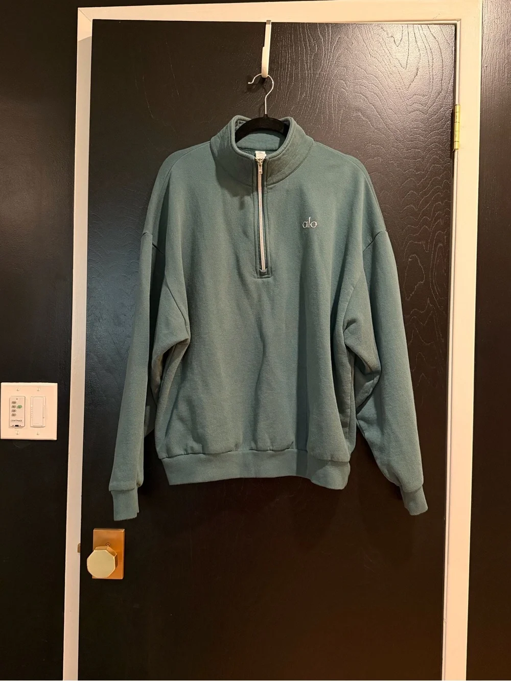 ALO Yoga High-Neck Half-Zip Sweatshirt & Jogger Set — Evergreen (M & XL)